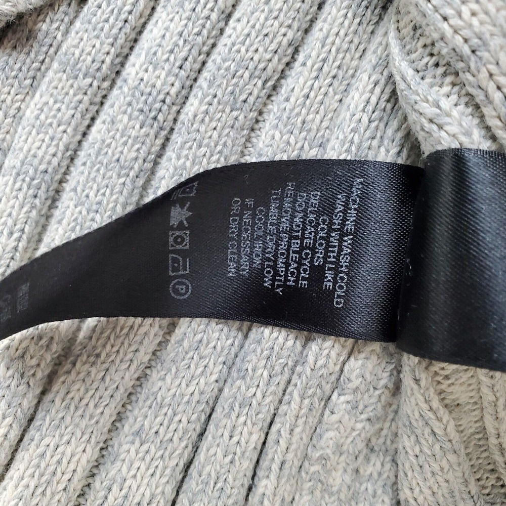 DKNY Sweater Mens Large Gray‎ Chunky Knit Ribbed Stretch Mock Neck Quarter Zip - Picture 6 of 7